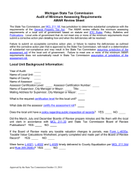 Michigan State Tax Commission Audit of Minimum Assessing Requirements AMAR Review Sheet