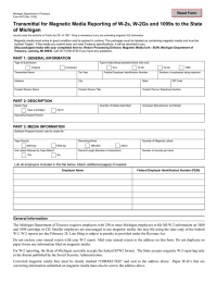 Transmittal for Magnetic Media Reporting of W-2s, W-2Gs and 1099s... of Michigan Reset Form