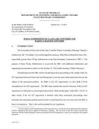 STATE OF MICHIGAN DEPARTMENT OF LICENSING AND REGULATORY AFFAIRS STATE BOUNDARY COMMISSION