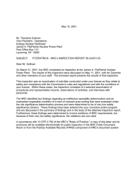 May 15, 2001 Mr. Theodore Sullivan Vice President - Operations Entergy Nuclear Northeast