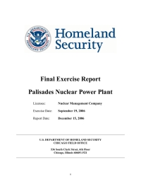 Final Exercise Report Palisades Nuclear Power Plant Licensee: