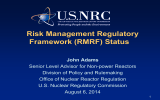 Risk Management Regulatory Framework (RMRF) Status