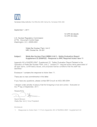 September 1, 2011 10 CFR 50.4(b)(6) 10 CFR 50.34(b) U.S. Nuclear Regulatory Commission