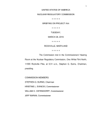 1 UNITED STATES OF AMERICA NUCLEAR REGULATORY COMMISSION