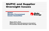 NUPIC and Supplier Oversight Issues NUPIC Nuclear Procurement