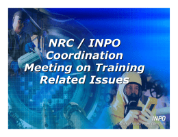 NRC / INPO Coordination Meeting on Training Related Issues