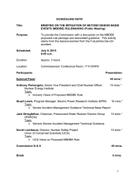 SCHEDULING NOTE Title: BRIEFING ON THE MITIGATION OF BEYOND DESIGN BASIS