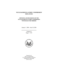 NUCLEAR REGULATORY COMMISSION ISSUANCES OPINIONS AND DECISIONS OF THE WITH SELECTED ORDERS