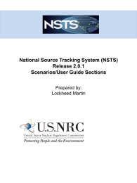 National Source Tracking System (NSTS) Release 2.0.1 Scenarios/User Guide Sections Prepared by: