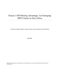 Kenya’s Off-Shoring Advantage: An Emerging BPO Cluster in East Africa