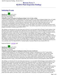 Browns Ferry 3 4Q/2012 Plant Inspection Findings Initiating Events