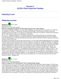 Dresden 2 1Q/2014 Plant Inspection Findings Initiating Events Mitigating Systems