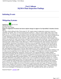 Fort Calhoun 3Q/2014 Plant Inspection Findings Initiating Events Mitigating Systems