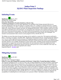 Indian Point 2 2Q/2013 Plant Inspection Findings Initiating Events