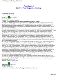 Point Beach 1 1Q/2014 Plant Inspection Findings Initiating Events