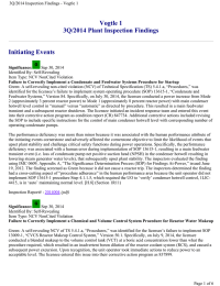 Vogtle 1 3Q/2014 Plant Inspection Findings Initiating Events