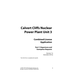 Calvert Cliffs Nuclear Power Plant Unit 3 Combined License Application