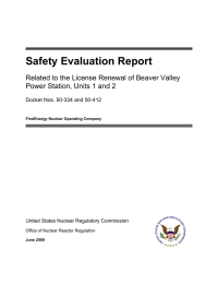 Safety Evaluation Report  Related to the License Renewal of Beaver Valley