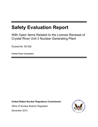 Safety Evaluation Report Crystal River Unit 3 Nuclear Generating Plant