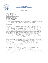 UNITED STATES NUCLEAR REGULATORY COMMISSION  April 28, 2015