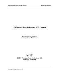 HSI System Description and HFE Process Non Proprietary Version April 2007