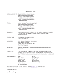 December 28, 2004 MEMORANDUM TO: Daniel M. Gillen, Deputy Director Decommissioning Directorate