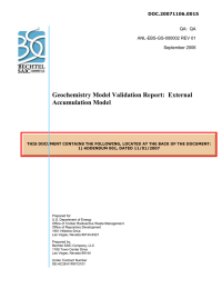 Geochemistry Model Validation Report:  External Accumulation Model  QA:  QA