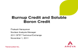 Burnup Credit and Soluble Boron Credit Prakash Narayanan Nuclear Analysis Manager