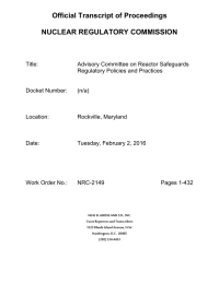 Official Transcript of Proceedings NUCLEAR REGULATORY COMMISSION