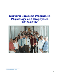 Doctoral Training Program in Physiology and Biophysics 2015-2016