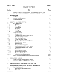 WATTS BAR TABLE OF CONTENTS Section Title