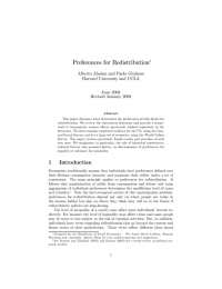 Preferences for Redistribution ∗ Alberto Alesina and Paola Giuliano Harvard University and UCLA