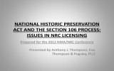 NATIONAL HISTORIC PRESERVATION ACT AND THE SECTION 106 PROCESS: