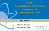 NUPIC General Membership Meeting Charleston, SC February 9-10, 2011