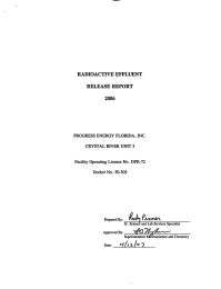 RADIOACTIVE  EFFLUENT RELEASE  REPORT 2006