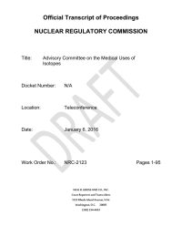 Official Transcript of Proceedings NUCLEAR REGULATORY COMMISSION