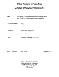 Official Transcript of Proceedings NUCLEAR REGULATORY COMMISSION