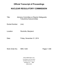 Official Transcript of Proceedings NUCLEAR REGULATORY COMMISSION