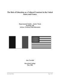 The Role of Education as a Cultural Construct in the... States and France