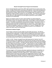 The U.S. Nuclear Regulatory Commission (NRC) staff evaluated the key... Reactor Oversight Process (ROP) in accordance with Element 1 of... Reactor Oversight Process Program Area Evaluations