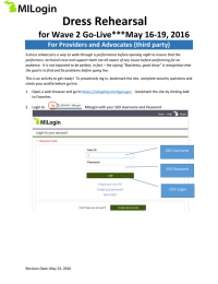 Dress Rehearsal for Wave 2 Go-Live***May 16-19, 2016