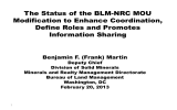 The Status of the BLM-NRC MOU Modification to Enhance Coordination, Information Sharing