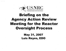 U.S.NRC Briefing on  the Agency  Acti