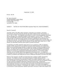 September 13, 2006 EA No.  06-194 Mr. Calvin Overdorff President/Radiation Safety Officer