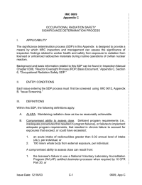| OCCUPATIONAL RADIATION SAFETY SIGNIFICANCE DETERMINATION PROCESS I.