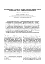 Hodograph method to estimate the latitudinal profile of the field-line... frequency using the data from two ground magnetometers