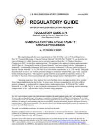 REGULATORY GUIDE REGULATORY GUIDE 3.74 GUIDANCE FOR FUEL CYCLE FACILITY