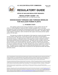 REGULATORY GUIDE REGULATORY GUIDE 1.76 DESIGN-BASIS TORNADO AND TORNADO MISSILES