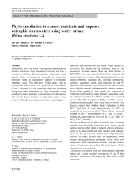 Phytoremediation to remove nutrients and improve eutrophic stormwaters using water lettuce