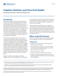 Irrigation, Nutrition, and Citrus Fruit Quality Introduction 1